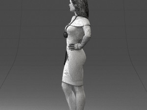 000201 Elegant Woman in Red Dress 1101 3D Модель