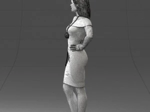 000201 Elegant Woman in Red Dress 1101 3D Model