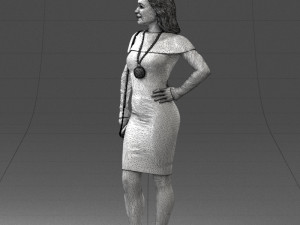 000201 Elegant Woman in Red Dress 1101 3D Модель