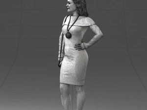 000201 Elegant Woman in Red Dress 1101 3D Model