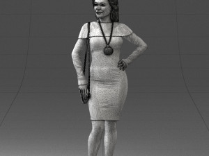 000201 Elegant Woman in Red Dress 1101 3D Модель