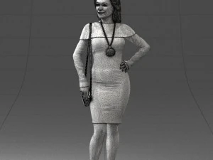 000201 Elegant Woman in Red Dress 1101 3D Model
