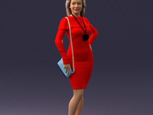 000201 Elegant Woman in Red Dress 1101 3dp 3D Принт Модель
