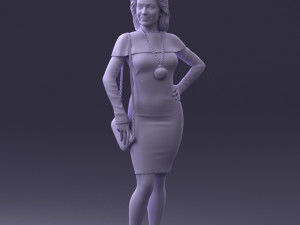000201 Elegant Woman in Red Dress 1101 3dp 3D Принт Модель