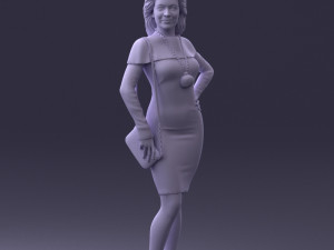 000201 Elegant Woman in Red Dress 1101 3dp 3D Принт Модель