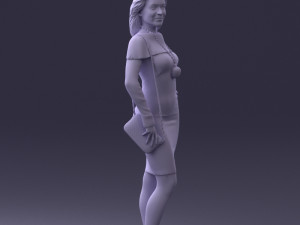 000201 Elegant Woman in Red Dress 1101 3dp 3D Принт Модель