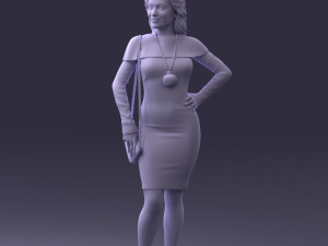 000201 Elegant Woman in Red Dress 1101 3dp 3D Принт Модель