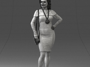 000201 Elegant Woman in Red Dress 1101 3dp 3D Принт Модель