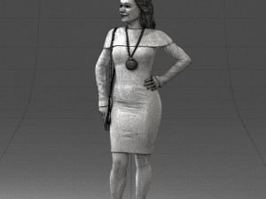 000201 Elegant Woman in Red Dress 1101 3dp 3D Принт Модель