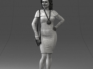 000201 Elegant Woman in Red Dress 1101 3dp 3D Принт Модель