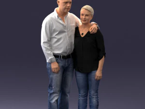 000231 Pareja de pie juntos abrazando pose 1205 Modelo 3D