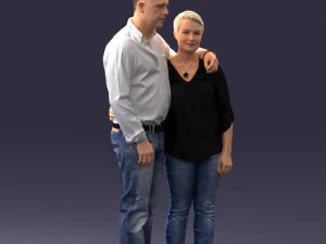 000231 Couple Standing Together Embracing Pose 1205 3D Model