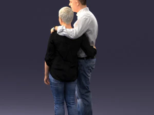 000231 Couple Standing Together Embracing Pose 1205 3D Model