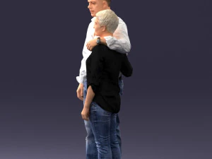 000231 Couple Standing Together Embracing Pose 1205 3D Model