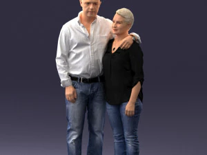 000231 Couple Standing Together Embracing Pose 1205 3D Model