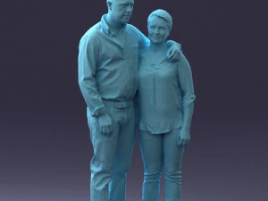 000231 Couple Standing Together Embracing Pose 1205 3D Model