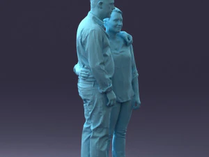 000231 Couple Standing Together Embracing Pose 1205 3D Model