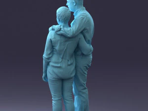 000231 Couple Standing Together Embracing Pose 1205 3D Model