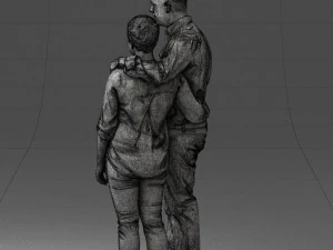 000231 Couple Standing Together Embracing Pose 1205 3D Model