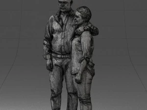 000231 Couple Standing Together Embracing Pose 1205 3D Model