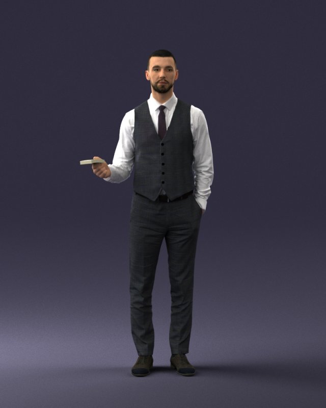 businessman with dollars 1224 3D Model .c4d .max .obj .3ds .fbx .stl .blend 