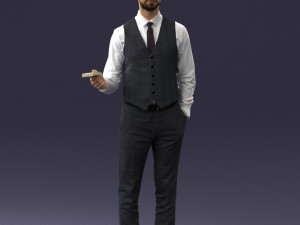 businessman with dollars 1224 3D Model
