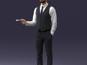 businessman with dollars 1224 3D Model