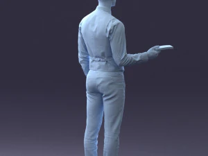 000235 Businessman in Vest Suit Holding Money 1224 3D Model
