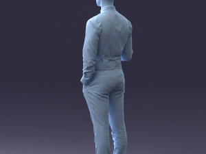 000235 Businessman in Vest Suit Holding Money 1224 3D Model