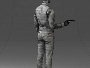 000235 Businessman in Vest Suit Holding Money 1224 3D Model