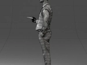 000235 Businessman in Vest Suit Holding Money 1224 3D Model