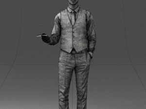 businessman with dollars 1224 3D Model