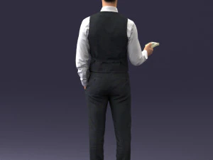 000235 Businessman in Vest Suit Holding Money 1224 3dp 3D Print Model