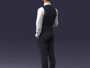 000235 Businessman in Vest Suit Holding Money 1224 3dp 3D Print Model