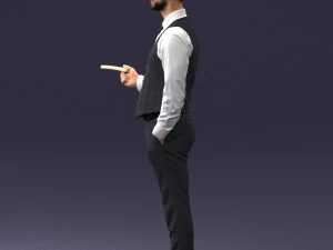 000235 Businessman in Vest Suit Holding Money 1224 3dp 3D Print Model