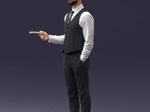 000235 Businessman in Vest Suit Holding Money 1224 3dp 3D Print Model