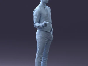 000235 Businessman in Vest Suit Holding Money 1224 3dp 3D Print Model