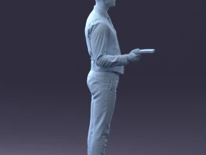 000235 Businessman in Vest Suit Holding Money 1224 3dp 3D Print Model