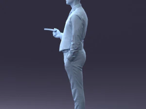000235 Businessman in Vest Suit Holding Money 1224 3dp 3D Print Model