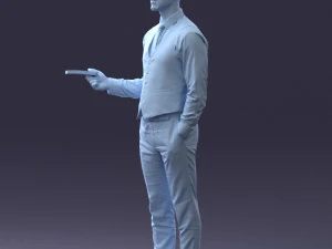 000235 Businessman in Vest Suit Holding Money 1224 3dp 3D Print Model
