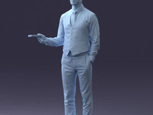 000235 Businessman in Vest Suit Holding Money 1224 3dp 3D Print Model