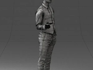 000235 Businessman in Vest Suit Holding Money 1224 3dp 3D Print Model