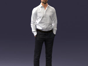 000241 Man in White Shirt and Formal Trousers 0116 3D Model