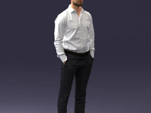 000241 Man in White Shirt and Formal Trousers 0116 3D Model