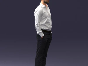 000241 Man in White Shirt and Formal Trousers 0116 3D Model