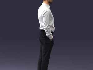 000241 Man in White Shirt and Formal Trousers 0116 3D Model