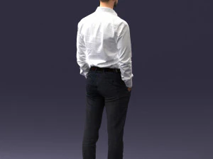 000241 Man in White Shirt and Formal Trousers 0116 3D Model