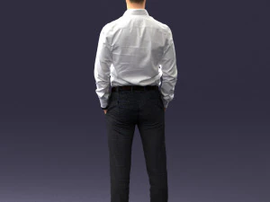 000241 Man in White Shirt and Formal Trousers 0116 3D Model