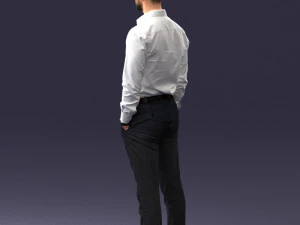 000241 Man in White Shirt and Formal Trousers 0116 3D Model