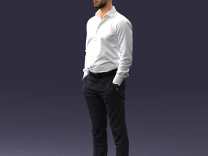 000241 Man in White Shirt and Formal Trousers 0116 3D Model